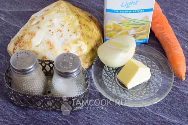 Ингредиенты для сливочного супа-пюре из корневого сельдерея