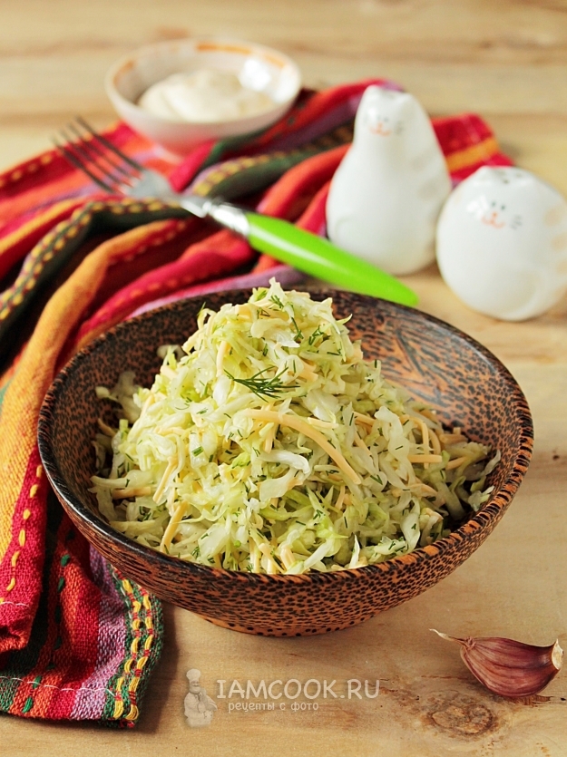 Рецепт салата с белокочанной капустой и сыром