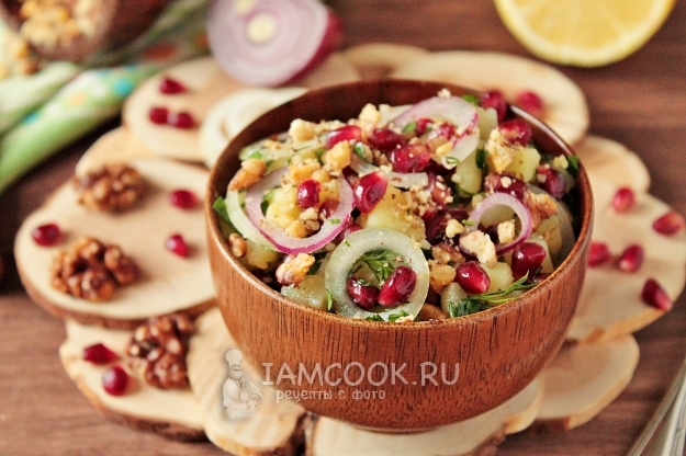 Фото салата из граната и грецких орехов