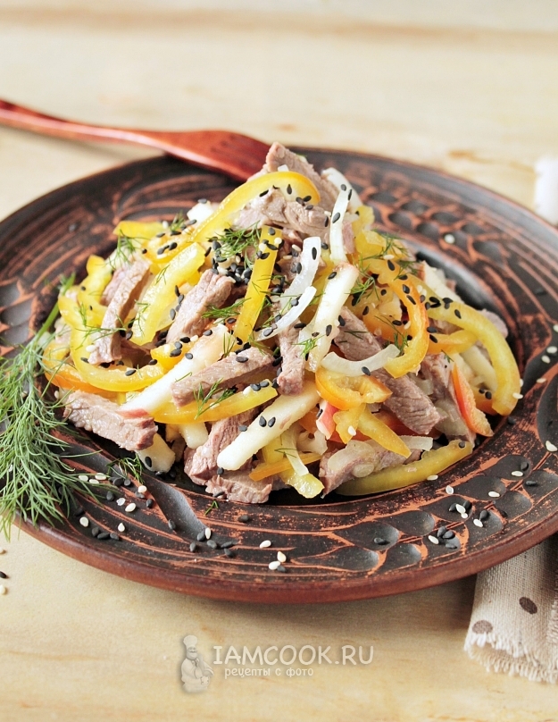 Рецепт салата с говядиной и болгарским перцем