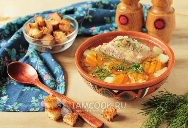 Фото горохового супа с запечёнными рёбрышками