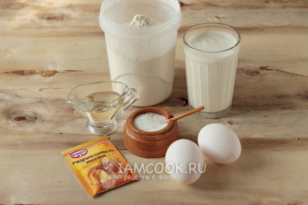 Ингредиенты для пышных оладий на кефире в духовке