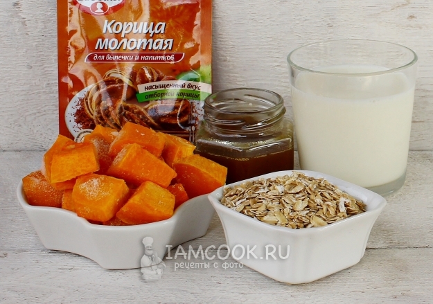 Ингредиенты для смузи из тыквы с овсяными хлопьями