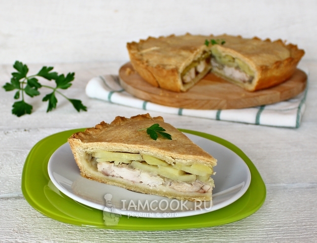 Рецепт курника с курицей и картошкой на песочном тесте