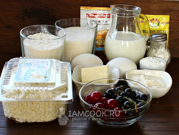 Ингредиенты для творожного пирога «Нежность» с ягодами