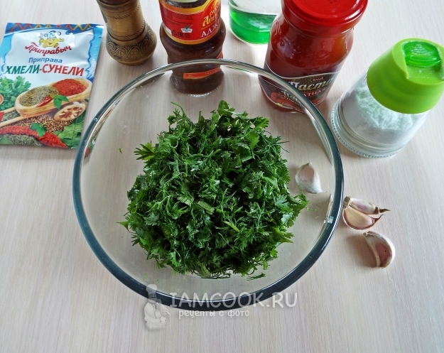 Порезать кинзу