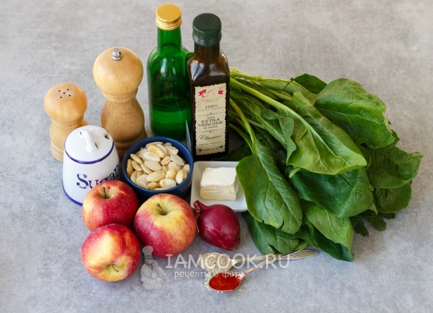 Ингредиенты для салата из свежего шпината