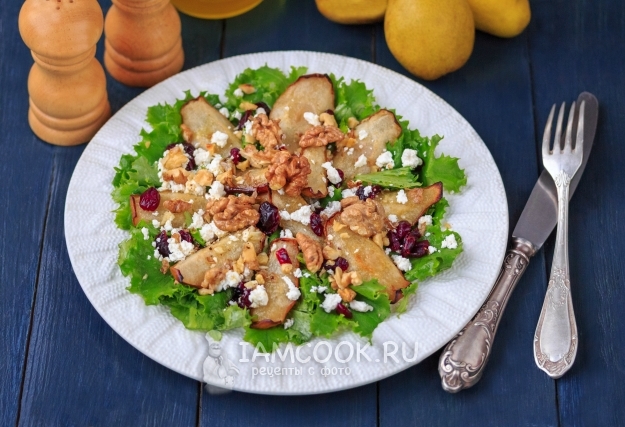 Рецепт тёплого салата с грушей