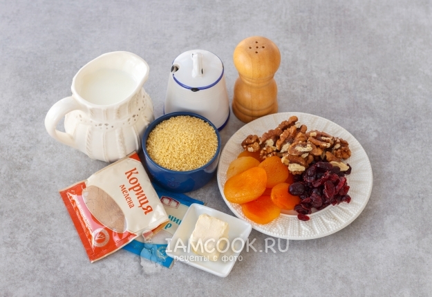 Ингредиенты для каши из кускуса с молоком