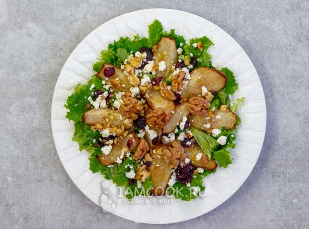 Рецепт тёплого салата с грушей