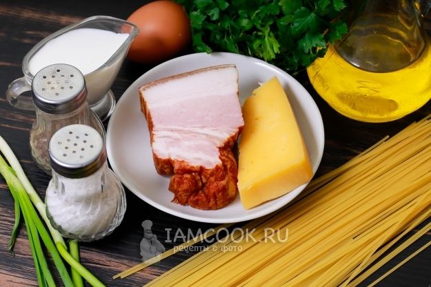 Ингредиенты для пасты карбонара в мультиварке
