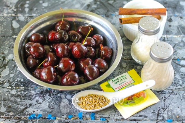 Ингредиенты для маринованной черешни на зиму