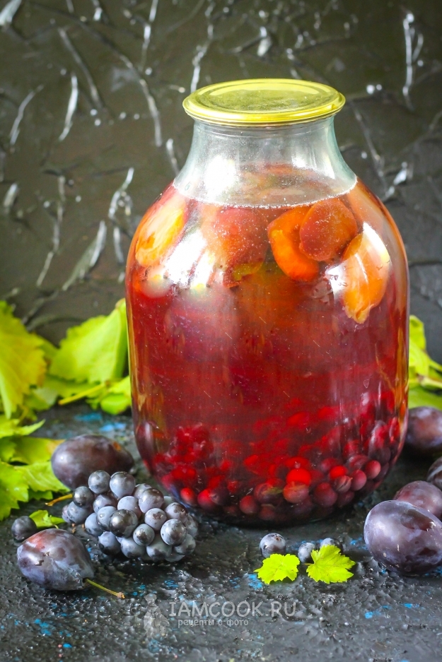 Рецепт компота из винограда и слив на зиму