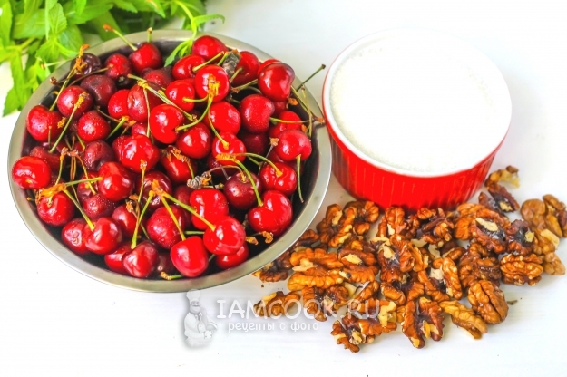 Ингредиенты для варенья из черешни с грецким орехом