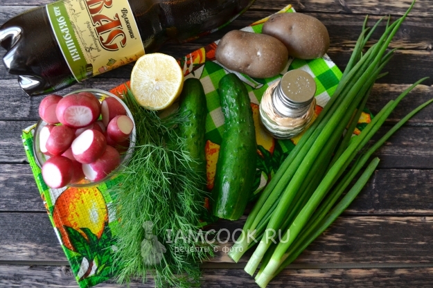 Ингредиенты для вегетарианской (постной) окрошки на квасе