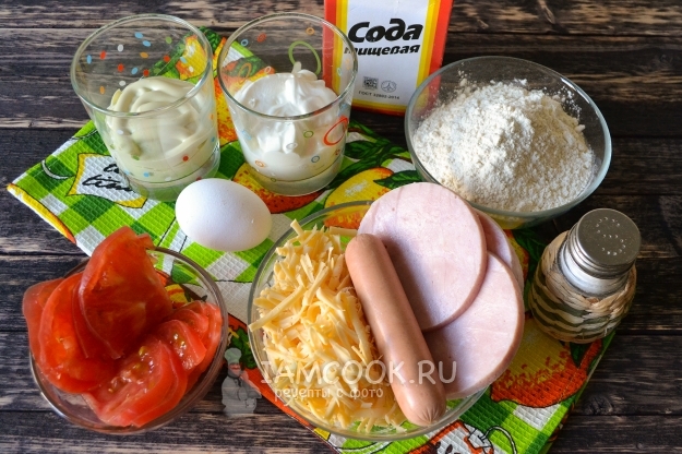 Ингредиенты для теста для пиццы на сметане и майонезе (+пицца)
