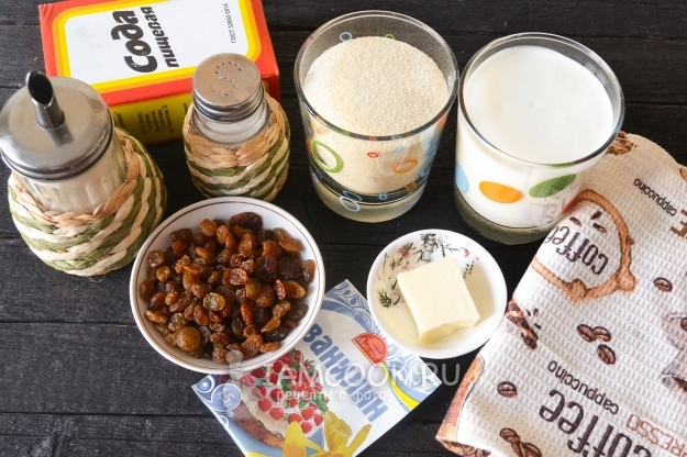 Ингредиенты для манника на кефире без муки в мультиварке