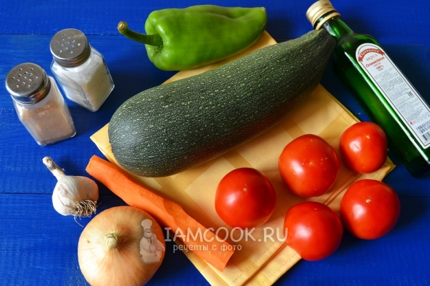 Ингредиенты для кабачковой икры в рукаве для запекания