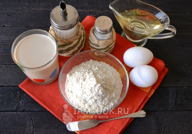 Ингредиенты для блинов на топленом молоке