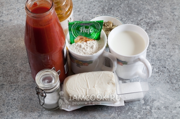 Ингредиенты для пышного дрожжевого теста для пиццы