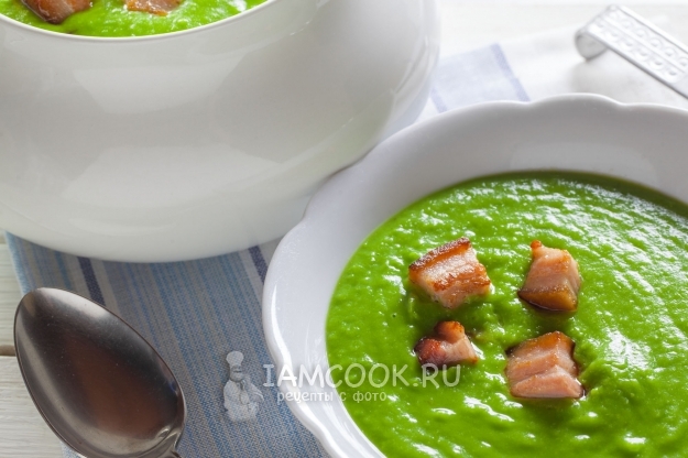 Рецепт супа-пюре из зеленого горошка с беконом