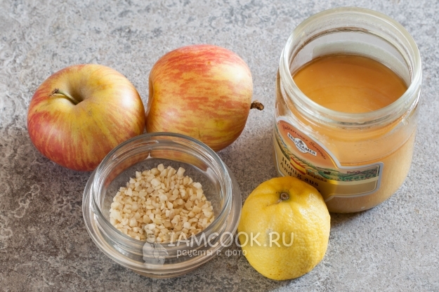 Ингредиенты для постного салата с яблоками