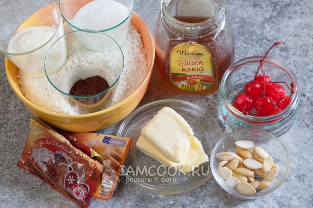 Ингредиенты для пряников «Пасхальные яйца» (в виде пасхальных яиц)