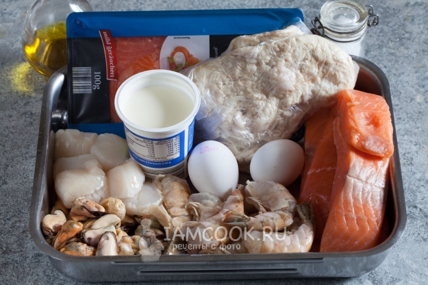 Ингредиенты для суфле с морепродуктами