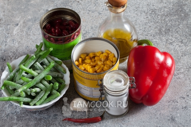 Ингредиенты для текс-мекс гарнира из фасоли и кукурузы
