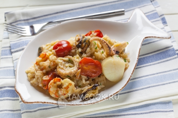 Рецепт томатного ризотто с морепродуктами