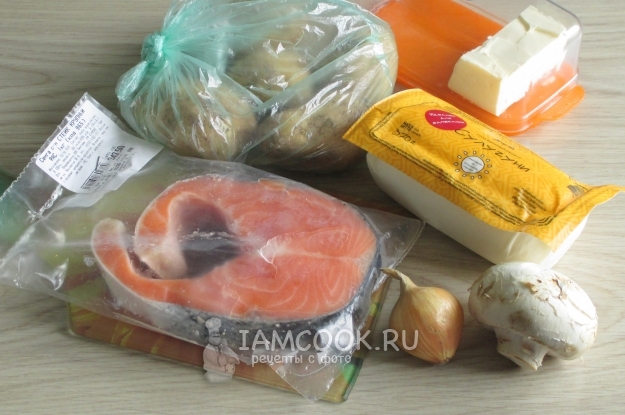 Ингредиенты для семги в горшочках
