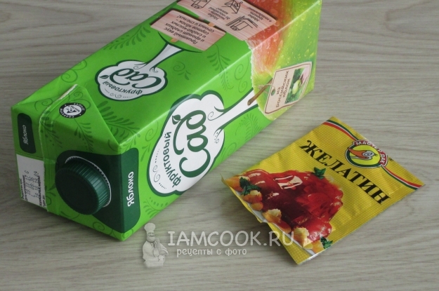 Ингредиенты для желе «Кружка пива» из яблочного сока