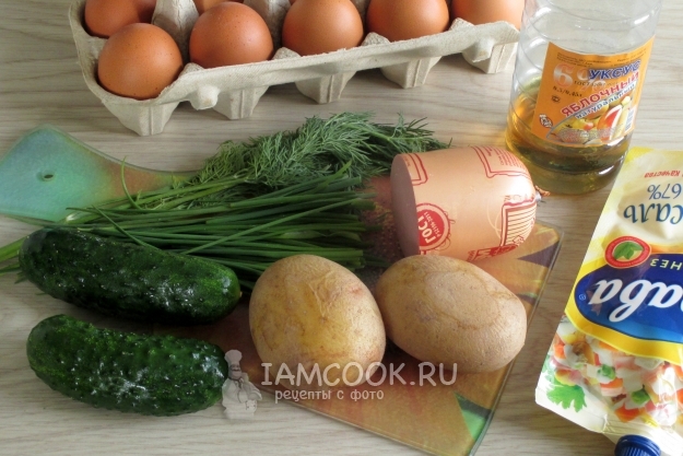 Ингредиенты для окрошки на воде с майонезом и уксусом