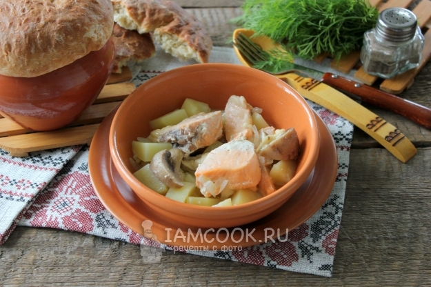 Рецепт семги в горшочках