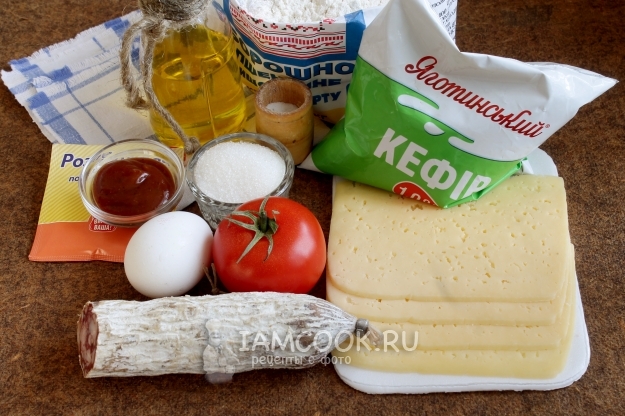 Ингредиенты для оладий-пицц на кефире