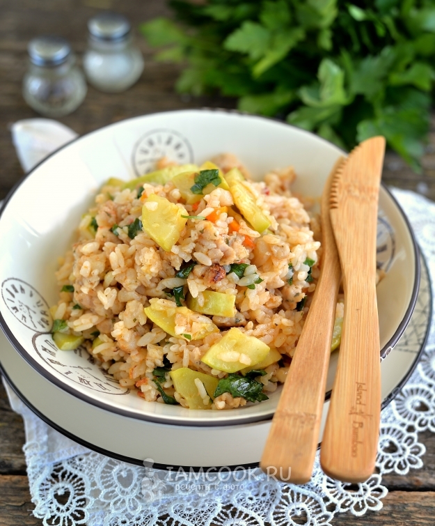 Рецепт тушеных кабачков с фаршем и рисом