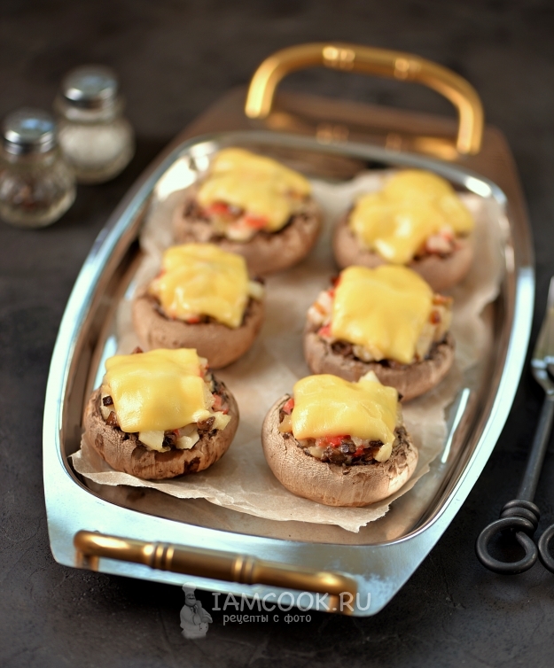 Рецепт шампиньонов, фаршированных крабовыми палочками «Снежный краб»