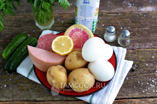 Ингредиенты для окрошки с редькой