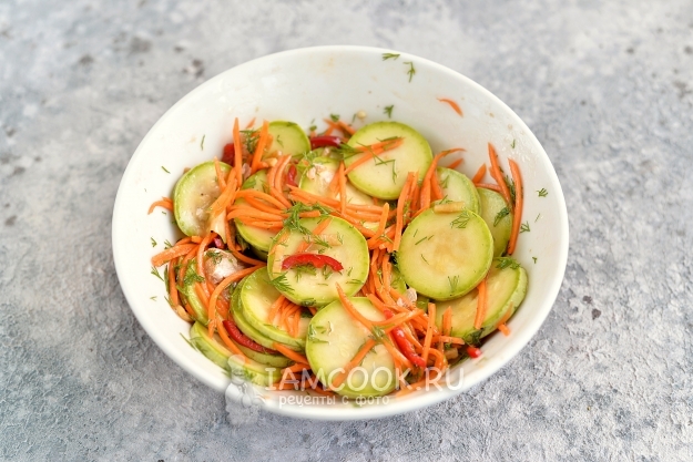 Фото кабачков по-корейски быстрого приготовления кружочками