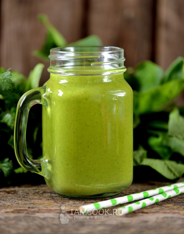Рецепт зеленого коктейля с овсяными хлопьями и льном