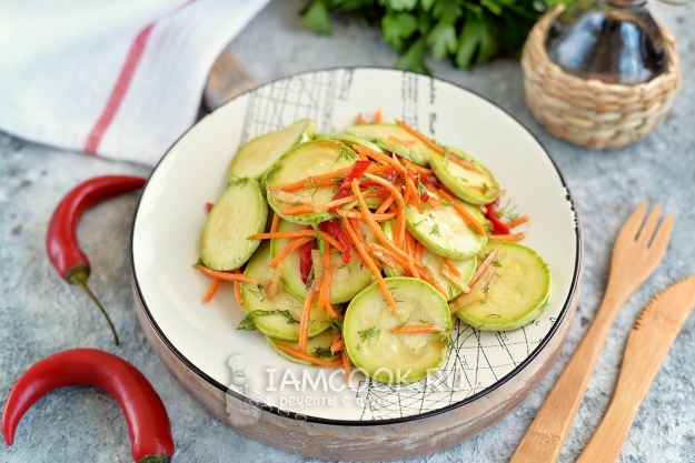 Рецепт кабачков по-корейски быстрого приготовления кружочками