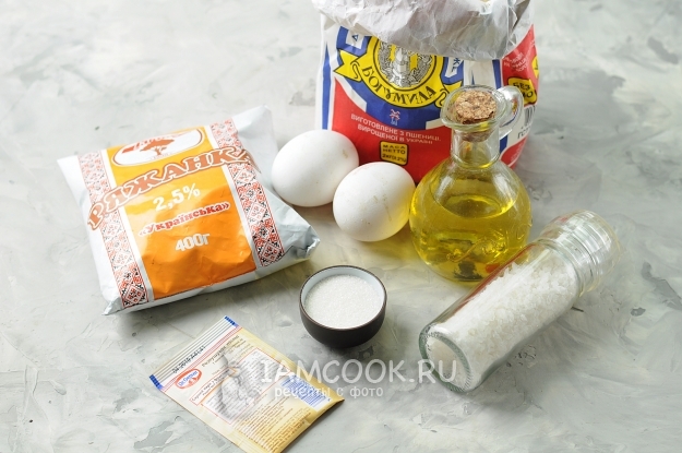 Ингредиенты для тонких блинов с дырочками на ряженке