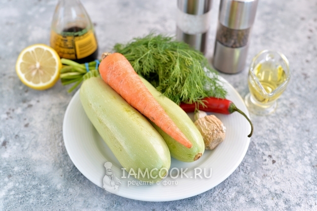 Ингредиенты для кабачков по-корейски быстрого приготовления кружочками