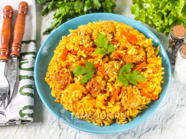 Плов с фрикадельками, рецепт с фото