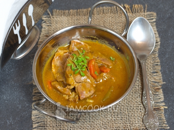 Тушеная свинина с овощами и приправой карри, рецепт с фото