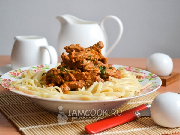 Бефстроганов из говядины со сметаной (классический рецепт), рецепт с фото