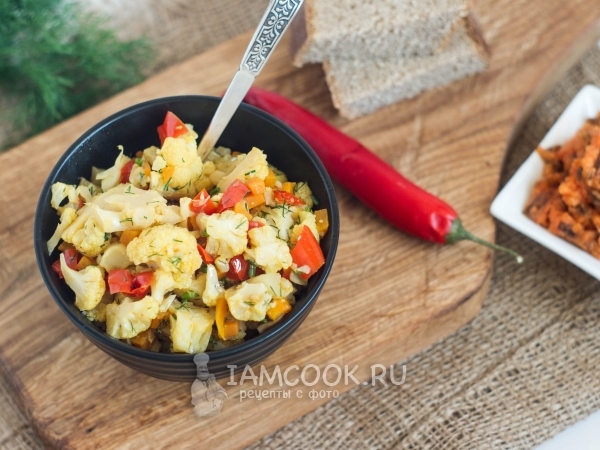 Цветная капуста с имбирем и болгарским перцем, рецепт с фото