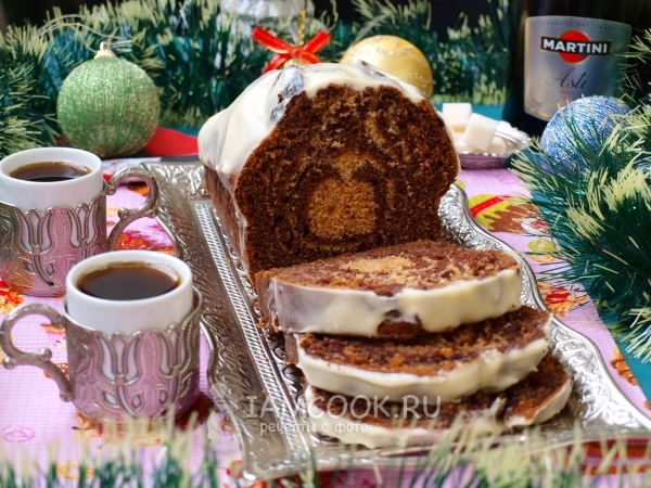 Кекс «Зебра» на кефире, рецепт с фото