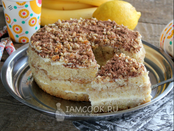 Банановый торт в мультиварке, рецепт с фото