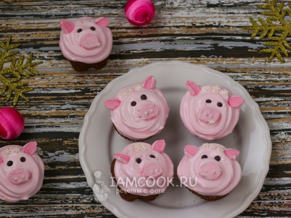 Шоколадные капкейки «Забавные Хрюши», рецепт с фото